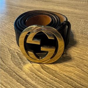 Men's Gucci Belt with Silver Logo Buckle (36US 40EU) Authentic Made in Italy